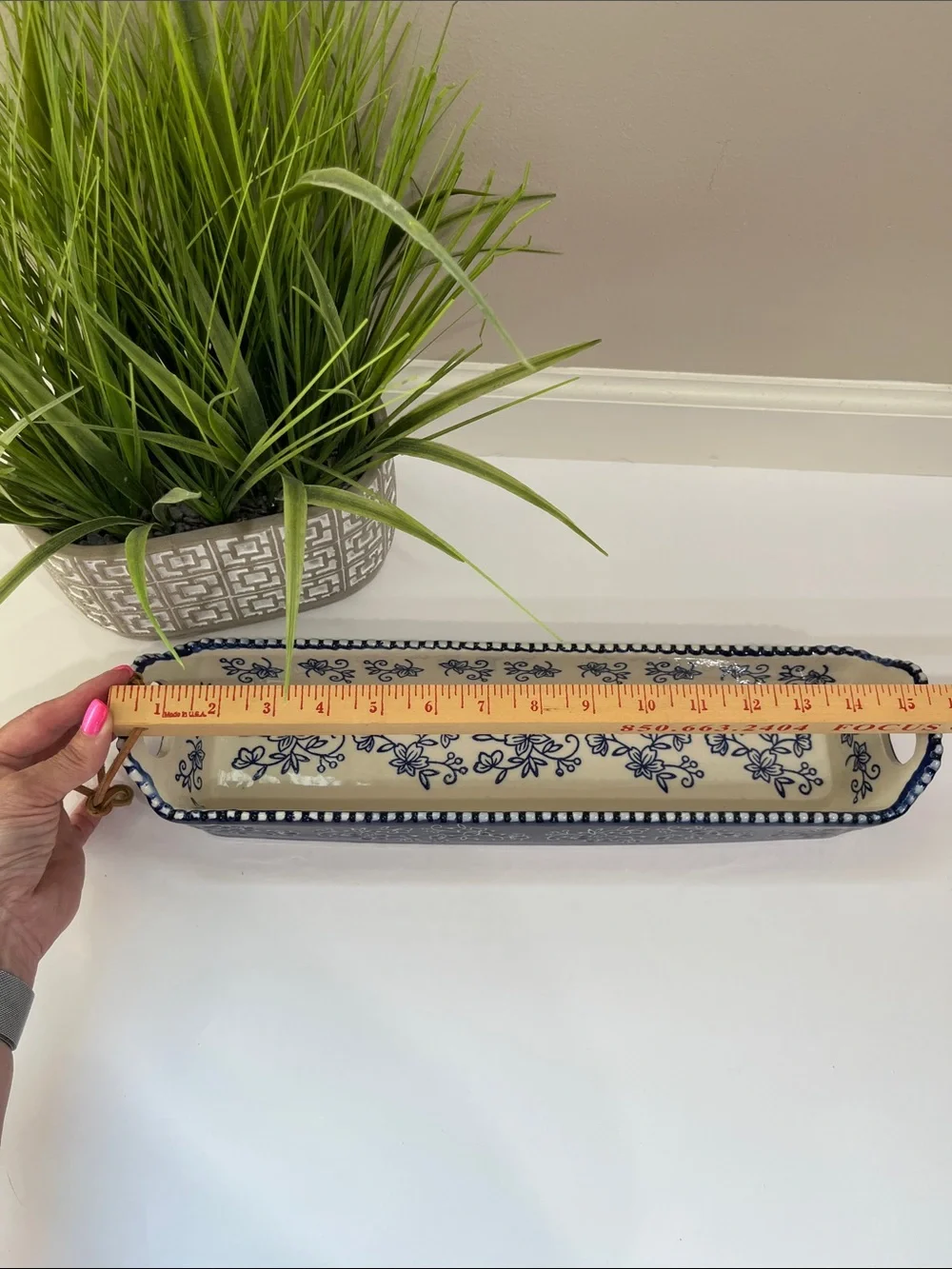 Temptations-Blue and White Floral Ceramic Serving Trays - Set of 2